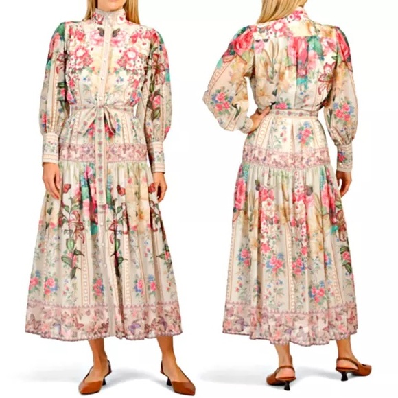 Dalia Macphee Dresses & Skirts - Romantic Floral Long Sleeve Maxi Dress